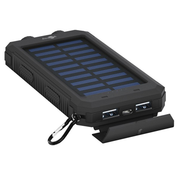GOOBAY ηλιακό power bank 49216 με φακό, 8000mAh, 2x output, 2A, μαύρο