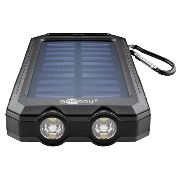 GOOBAY ηλιακό power bank 49216 με φακό, 8000mAh, 2x output, 2A, μαύρο