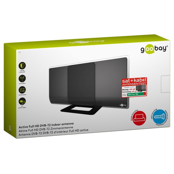 GOOBAY εσωτερική κεραία 67179, ενεργή, Full HD, DVB-T2, μαύρη
