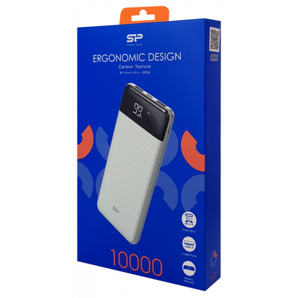 SILICON POWER Power bank GP28, 10000mAh, 2x output, 2.1A, λευκό