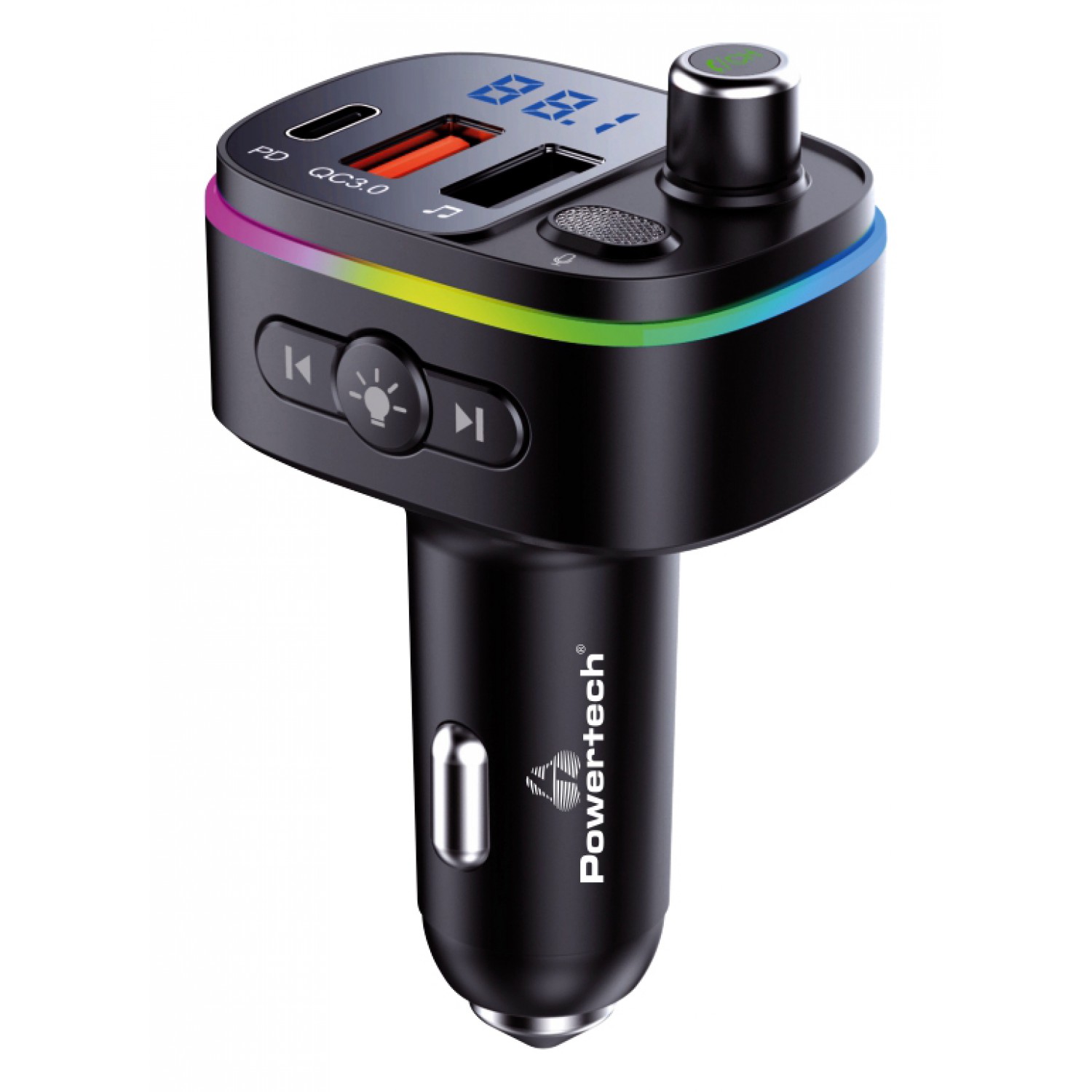POWERTECH FM Transmitter PT-958 με οθόνη, RGB, QC3.0, Bluetooth, μαύρος POWERTECH FM Transmitter PT-958 με οθόνη, RGB, QC3.0, Bluetooth, μαύρος