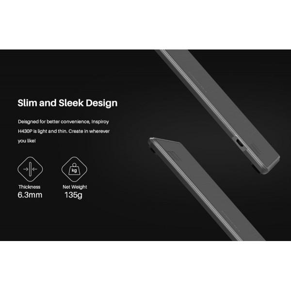 HUION pen tablet H430P, 4.8 x 3", battery-free pen, 4 πλήκτρα, μαύρο