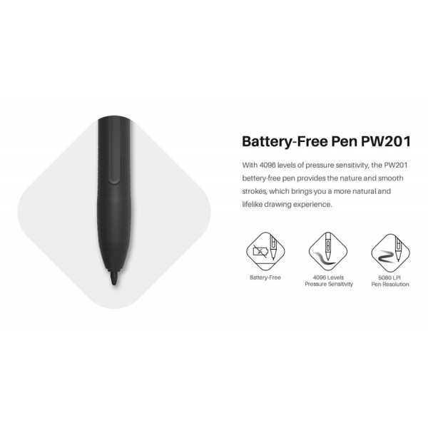 HUION pen tablet H430P, 4.8 x 3", battery-free pen, 4 πλήκτρα, μαύρο