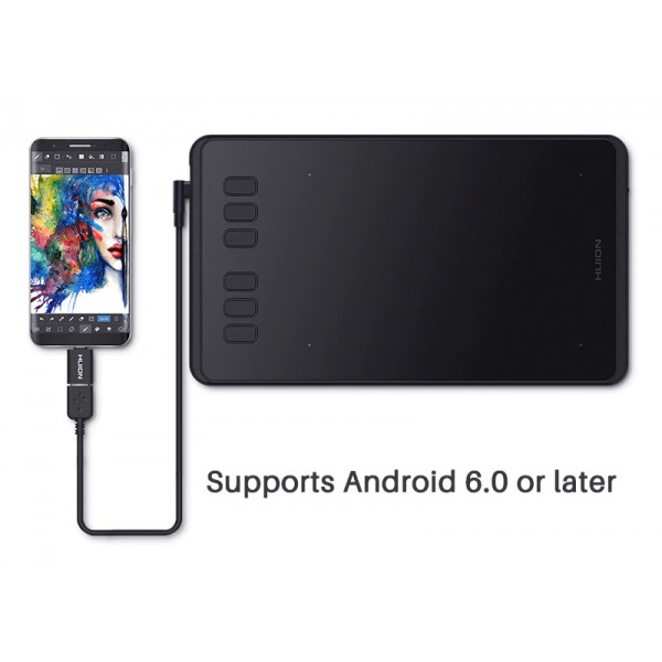 HUION pen tablet H640P, 6.3 x 3.9", battery-free pen, 6 πλήκτρα, μαύρο HUION pen tablet H640P, 6.3 x 3.9", battery-free pen, 6 πλήκτρα, μαύρο