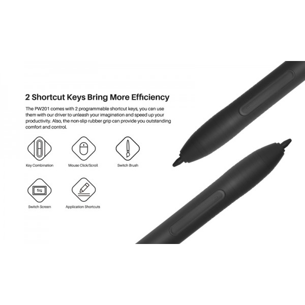HUION tablet pen PW201, για H430P, battery-free, μαύρο
