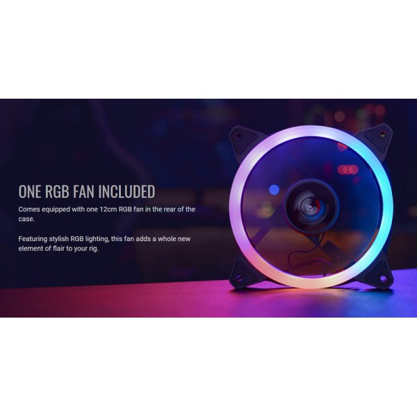 AEROCOOL PC case mid tower SPLIT-G-BK-V1, 192.5x412.5x392mm, 1x RGB fan