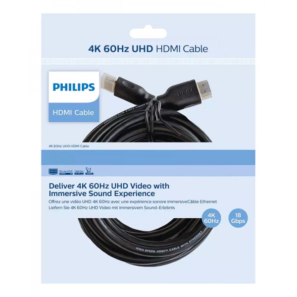 PHILIPS καλώδιο HDMI 2.0 SWV5510, 4K 3D, CCS, μαύρο, 1.5m PHILIPS καλώδιο HDMI 2.0 SWV5510, 4K 3D, CCS, μαύρο, 1.5m