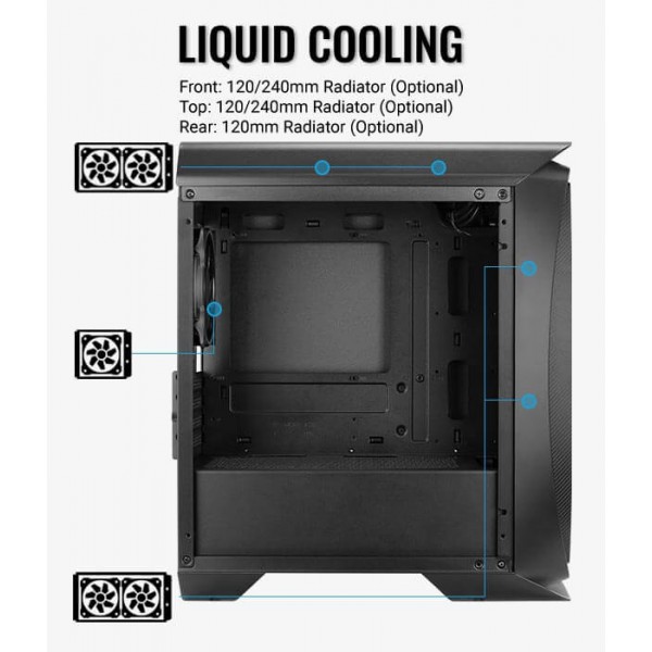 AEROCOOL PC mini tower Aero one ECLIPSE-G-BK-V1, 210x459x403mm, 4x fan AEROCOOL PC mini tower Aero one ECLIPSE-G-BK-V1, 210x459x403mm, 4x fan