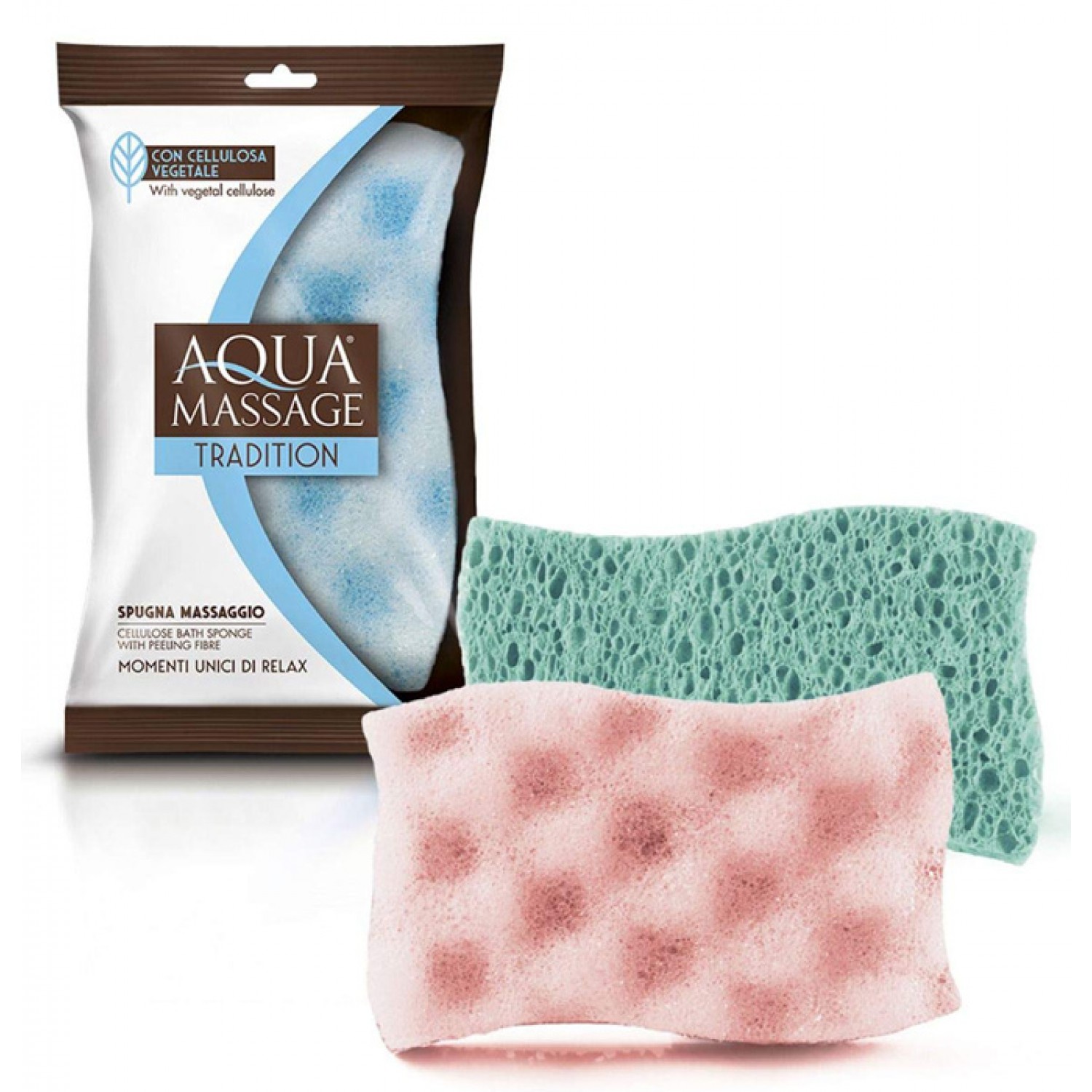 AQUA MASSAGE σφουγγάρι μπάνιου Tradition, 8x13x3.5cm, διάφορα χρώματα