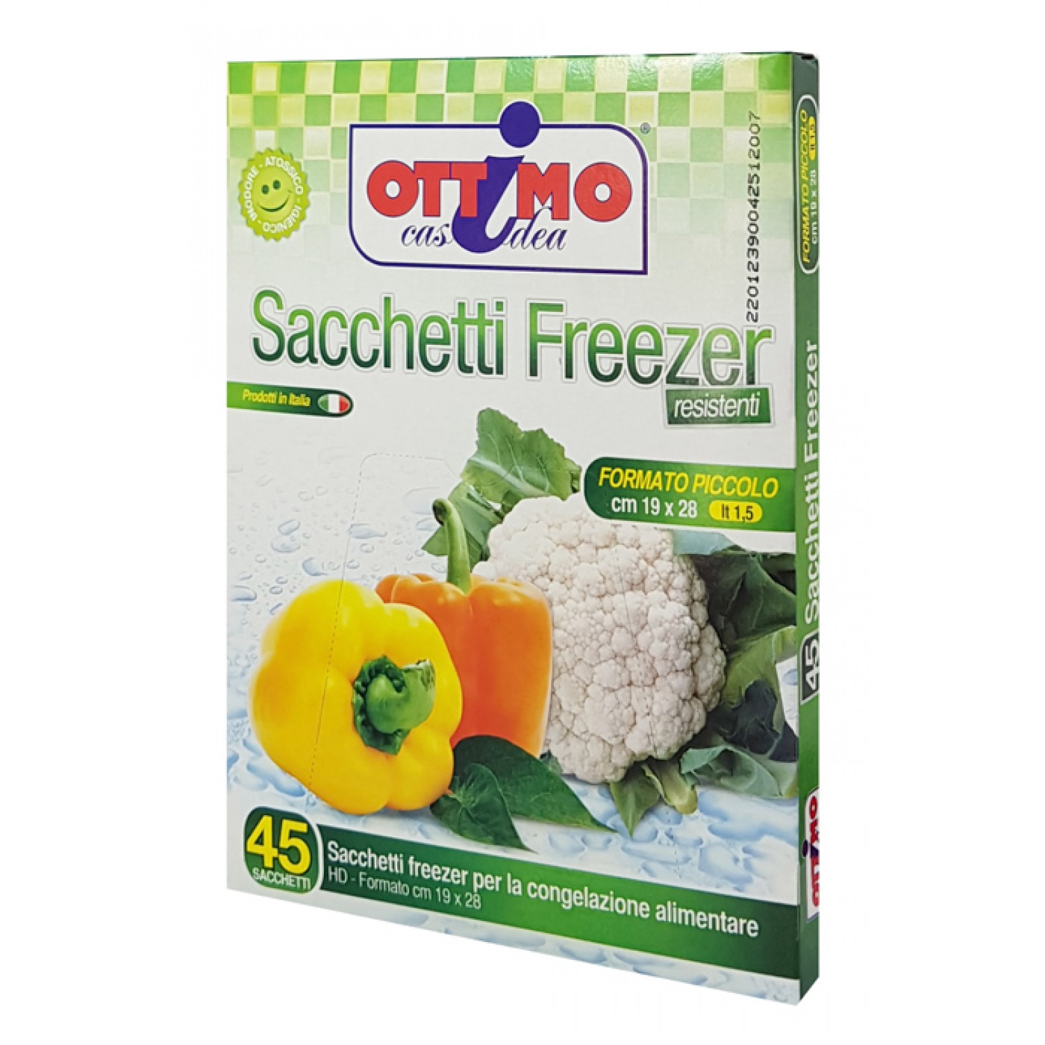 OTTIMO CASIDEA σακούλες τροφίμων υψηλής αντοχής, 19 x 28cm, 1.5lt, 45τμχ