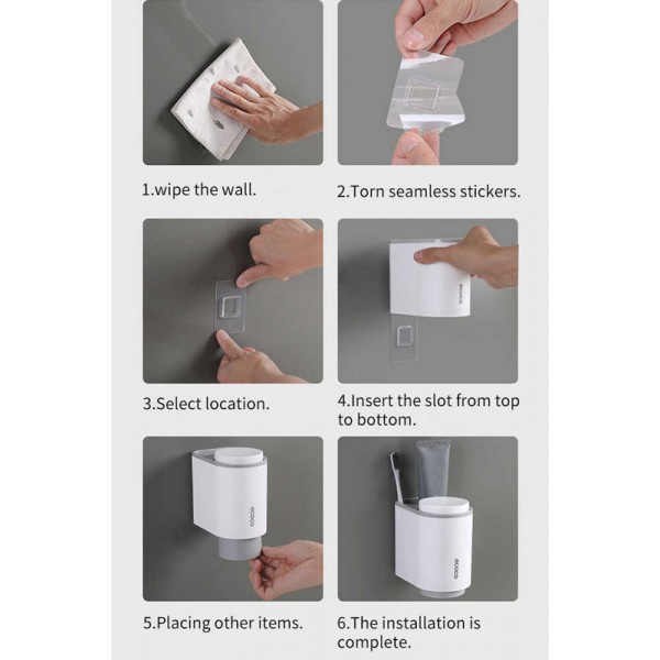 ECOCO βάση για οδοντόβουρτσες με ποτήρια E1905, λευκή ECOCO βάση για οδοντόβουρτσες με ποτήρια E1905, λευκή