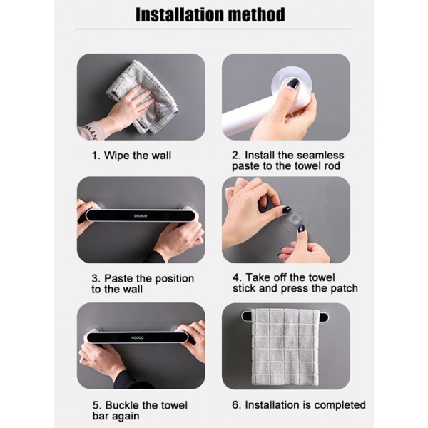 ECOCO κρεμάστρα μπάνιου-κουζίνας E1928, 6.1 x 3.5 x 68.6cm, γκρι ECOCO κρεμάστρα μπάνιου-κουζίνας E1928, 6.1 x 3.5 x 68.6cm, γκρι