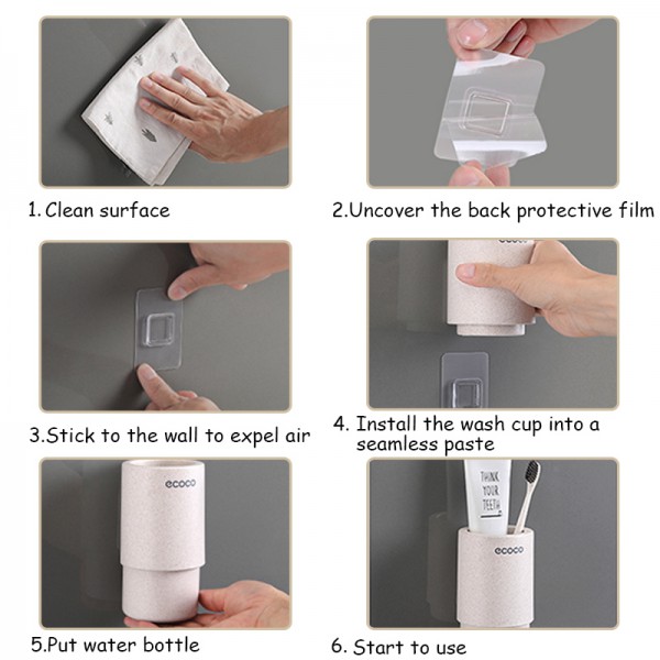 ECOCO θήκη οδοντόβουρτσας με ποτήρι E1901, μπεζ