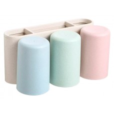 ECOCO βάση οδοντόβουρτσας με 3 ποτήρια E1615, μπεζ