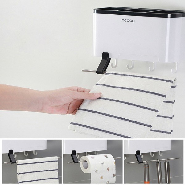 ECOCO πολυχρηστική βάση τοίχου για κουζίνα E1801, λευκή-μαύρη