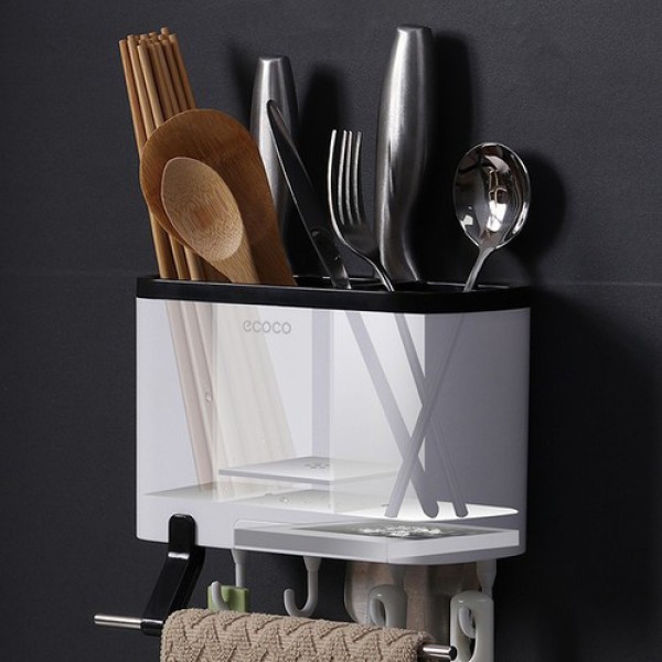ECOCO πολυχρηστική βάση τοίχου για κουζίνα E1801, λευκή-μαύρη
