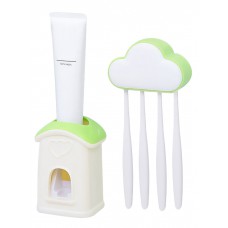 ECOCO Διανεμητής οδοντόκρεμας και βάση οδοντόβουρτσας E1604, πράσινος-μπεζ