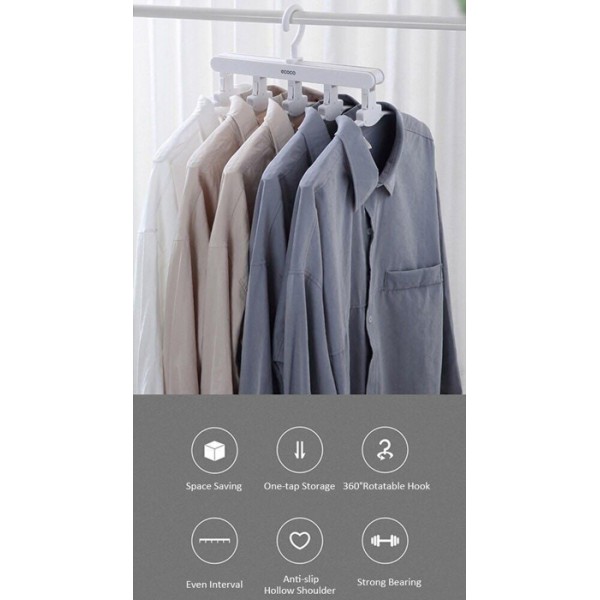 ECOCO κρεμάστρα ντουλάπας 5 θέσεων E1904, 31x41x21cm, λευκή ECOCO κρεμάστρα ντουλάπας 5 θέσεων E1904, 31x41x21cm, λευκή