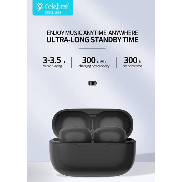 CELEBRAT earphones με θήκη φόρτισης W7, True Wireless, μαύρα CELEBRAT earphones με θήκη φόρτισης W7, True Wireless, μαύρα