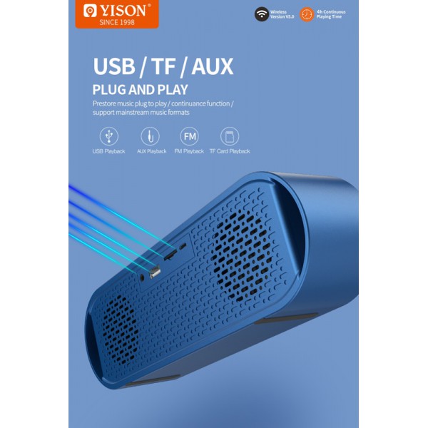 YISON φορητό ηχείο Hanker H4, 2x 5W, FM, Bluetooth 5.0, 1200mAh, γκρι