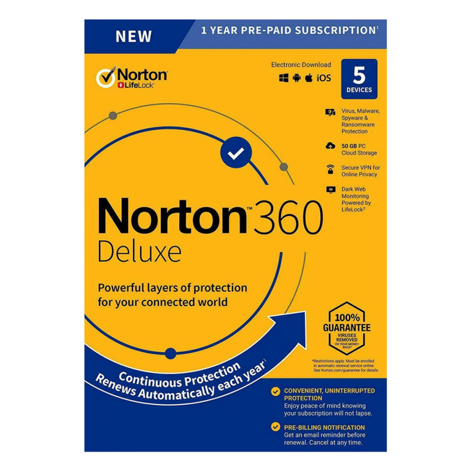 NORTON Antivirus 360 Deluxe ESD, 5 συσκευές, 50GB cloud, 1 έτος NORTON Antivirus 360 Deluxe ESD, 5 συσκευές, 50GB cloud, 1 έτος