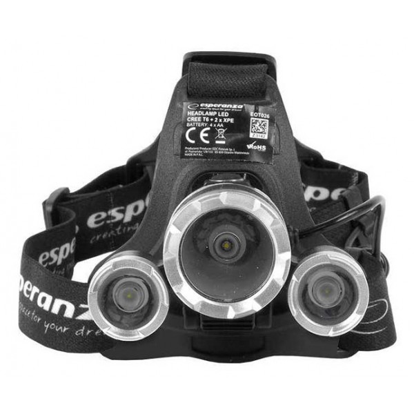 ESPERANZA φακός κεφαλής Cree T6 + 2x XPE Cepheus EOT026, 200LM, μαύρος ESPERANZA φακός κεφαλής Cree T6 + 2x XPE Cepheus EOT026, 200LM, μαύρος
