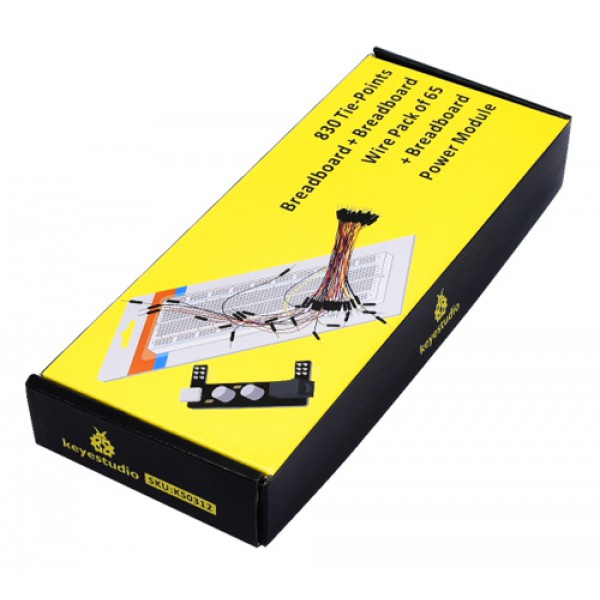 KEYESTUDIO Power+830-Hole Solderless breadboard KS0312, 65x Jumper Wires