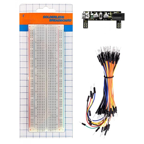 KEYESTUDIO Power+830-Hole Solderless breadboard KS0312, 65x Jumper Wires