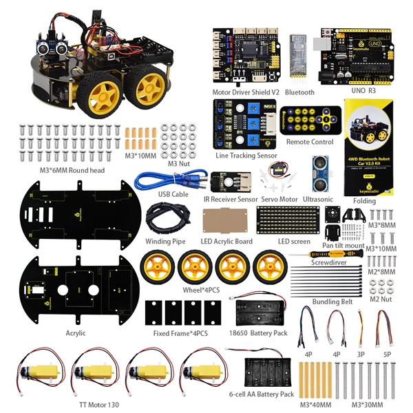 KEYESTUDIO 4WD BT robot car V2.0 kit KS0470, για Arduino
