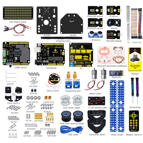 KEYESTUDIO mini tank robot V2.0 kit KS0428, για Arduino STEM KEYESTUDIO mini tank robot V2.0 kit KS0428, για Arduino STEM