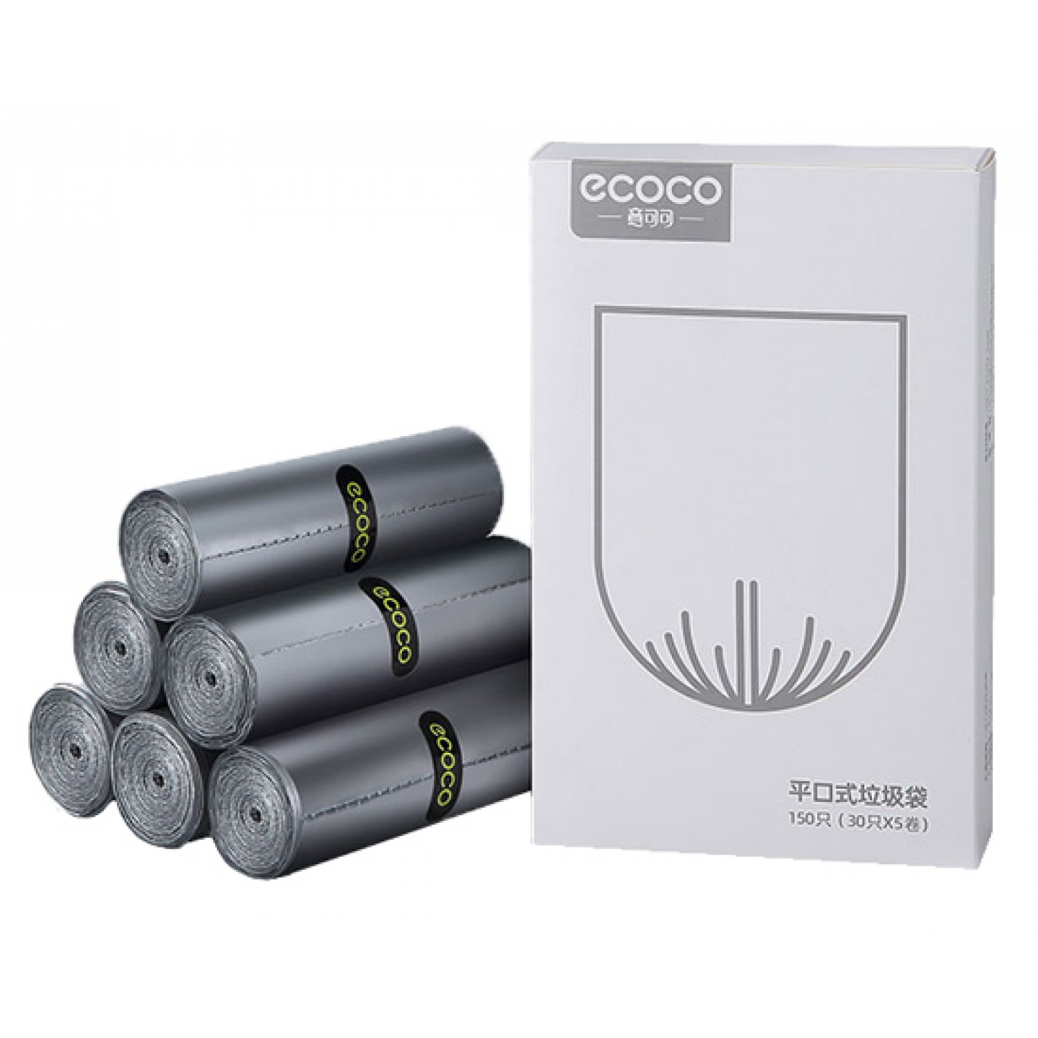 ECOCO Σακούλες απορριμμάτων flat-mouth E1917, 50x45cm, γκρι, 5x30τμχ ECOCO Σακούλες απορριμμάτων flat-mouth E1917, 50x45cm, γκρι, 5x30τμχ