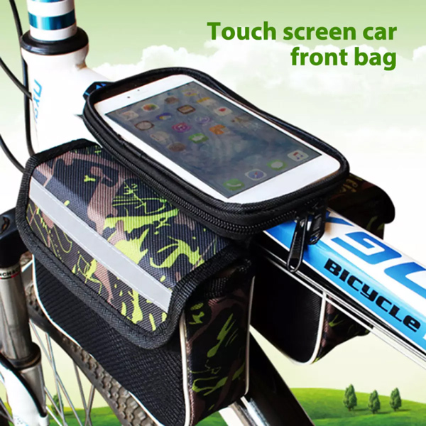 Tσαντάκι ποδηλάτου BIKE-0035, με θήκη κινητού, μαύρο-πράσινο Tσαντάκι ποδηλάτου BIKE-0035, με θήκη κινητού, μαύρο-πράσινο