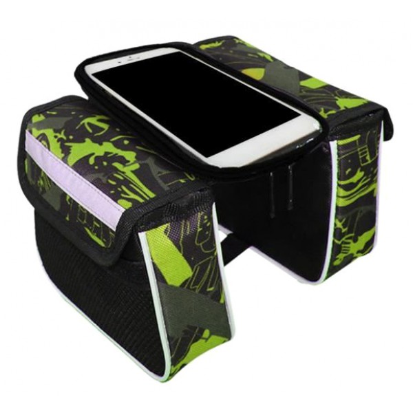 Tσαντάκι ποδηλάτου BIKE-0035, με θήκη κινητού, μαύρο-πράσινο Tσαντάκι ποδηλάτου BIKE-0035, με θήκη κινητού, μαύρο-πράσινο