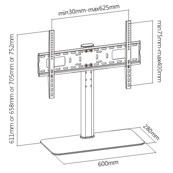 BRATECK επιτραπέζια βάση LDT03-04L για τηλεόραση 32"-55", έως 40kg