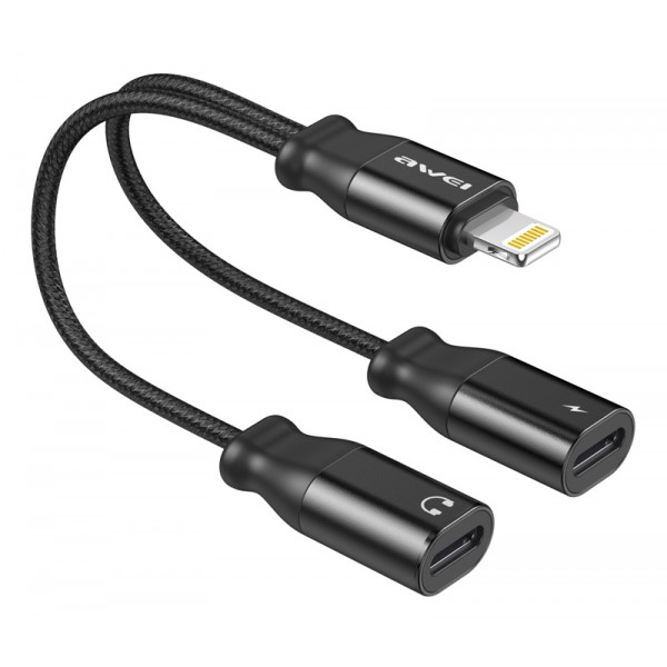 AWEI αντάπτορας Lightning σε 2x Lightning CL-72, 2A, μαύρος AWEI αντάπτορας Lightning σε 2x Lightning CL-72, 2A, μαύρος