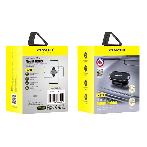 AWEI βάση smartphone για αυτοκίνητο X20, μαγνητική, γκρι
