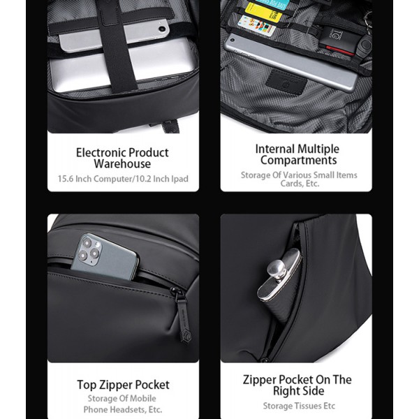 ARCTIC HUNTER τσάντα πλάτης B00423-BK με θήκη laptop 15.6, μαύρη