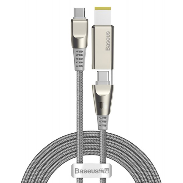 BASEUS καλώδιο Type-C σε Type-C & DC CA1T2-B0G, 100W, 5A, 2m, γκρι BASEUS καλώδιο Type-C σε Type-C & DC CA1T2-B0G, 100W, 5A, 2m, γκρι