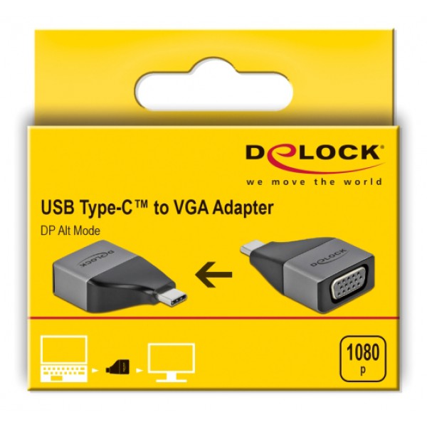 DELOCK αντάπτορας USB 3.2 Gen 1 Type-C σε VGA 64002, Full HD DELOCK αντάπτορας USB 3.2 Gen 1 Type-C σε VGA 64002, Full HD