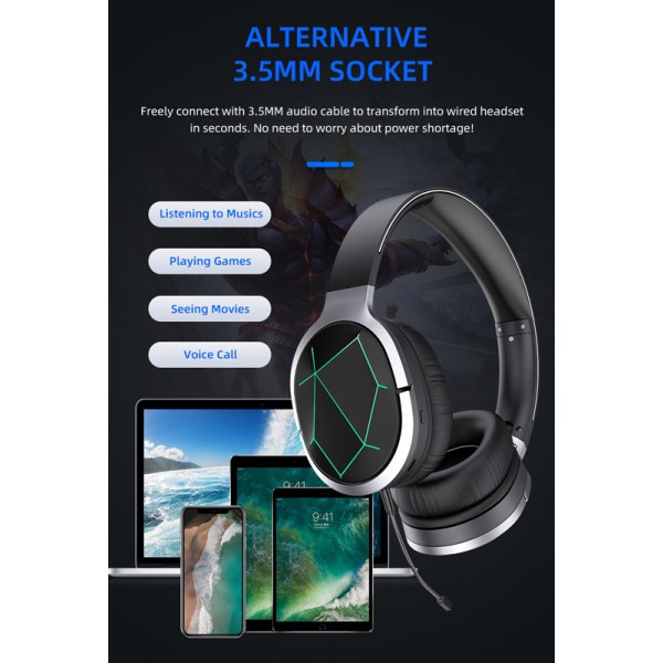 AWEI headphones με μικρόφωνο A799BL, wireless & wired, BT 5.0, μαύρα AWEI headphones με μικρόφωνο A799BL, wireless & wired, BT 5.0, μαύρα