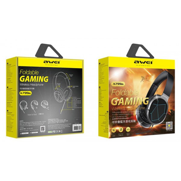 AWEI headphones με μικρόφωνο A799BL, wireless & wired, BT 5.0, μαύρα AWEI headphones με μικρόφωνο A799BL, wireless & wired, BT 5.0, μαύρα