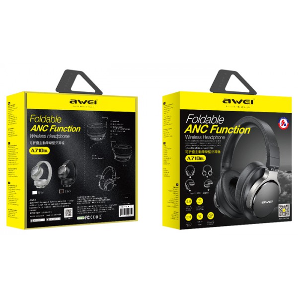 AWEI headphones A710BL, wireless & wired, BT 5.0, μαύρα AWEI headphones A710BL, wireless & wired, BT 5.0, μαύρα