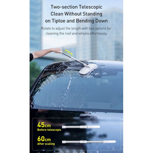 BASEUS τηλεσκοπική σκούπα αυτοκινήτου CRTB-02, 46-60cm, λευκή