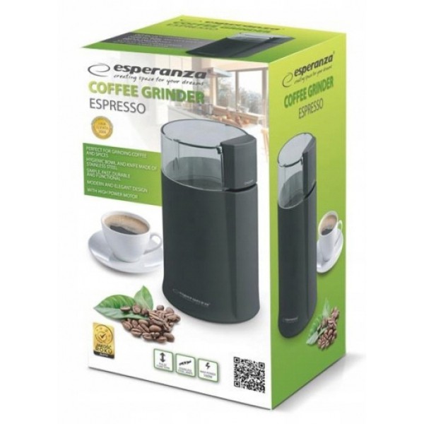 ESPERANZA μύλος κοπής καφέ EKC001K, 160W, μαύρος