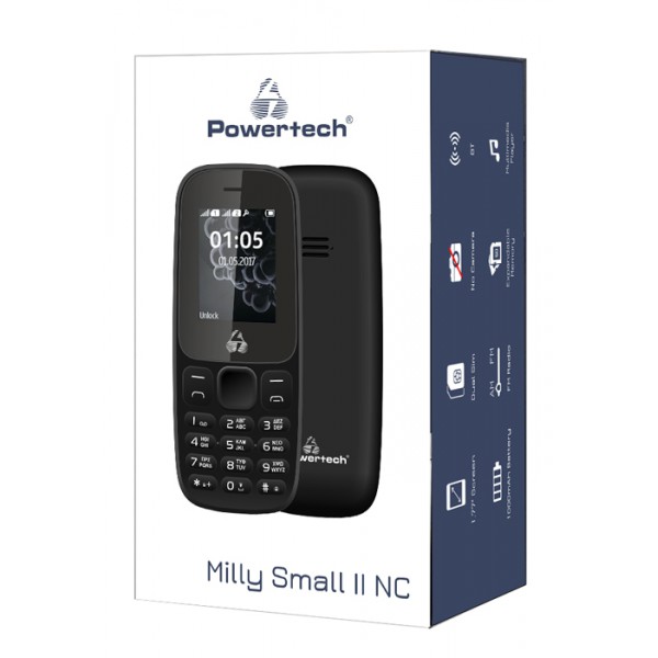 POWERTECH Κινητό Τηλέφωνο Milly Small ΙΙ NC PTM-28, χωρίς κάμερα, μαύρο