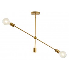 POWERTECH φωτιστικό οροφής HLL-0033, 2x E27, μεταλλικό, chrome gold