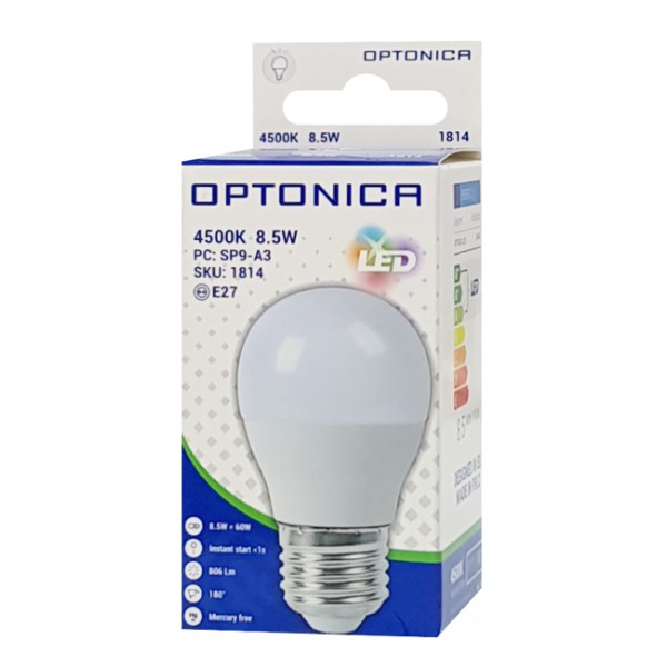 OPTONICA LED λάμπα G45 1814, 8.5W, 4500K, E27, 806lm OPTONICA LED λάμπα G45 1814, 8.5W, 4500K, E27, 806lm