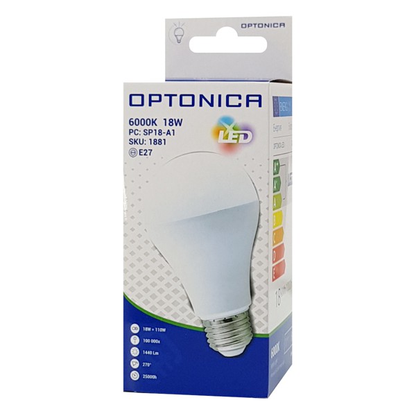 OPTONICA LED λάμπα A65 1881, 18W, 6000K, E27, 1440lm OPTONICA LED λάμπα A65 1881, 18W, 6000K, E27, 1440lm