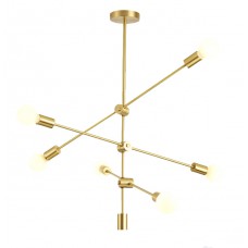 POWERTECH φωτιστικό οροφής HLL-0034, 6x E27, μεταλλικό, chrome gold