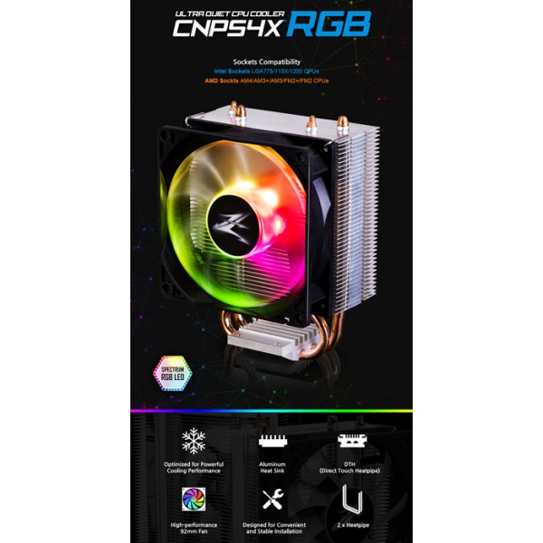 ZALMAN ψύκτρα για CPU CNPS4X-RGB, 2000rpm, 28dBA, 44CFM, 95W ZALMAN ψύκτρα για CPU CNPS4X-RGB, 2000rpm, 28dBA, 44CFM, 95W